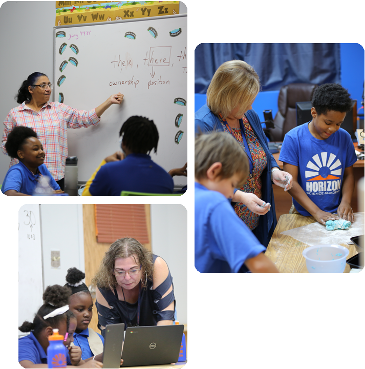 Students engaged in various activities in a science lab, showcasing teamwork and experimentation